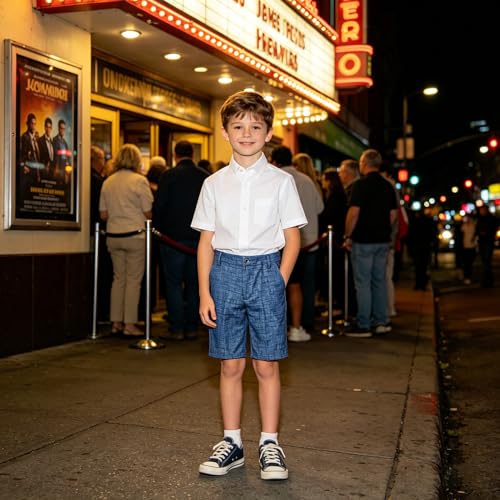Image of Boy Shorts Kids Stretch School Uniform Clothes Flat Front Dress Casual Shorts with Pockets for Summer