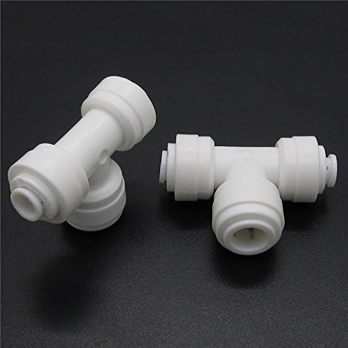 Quick Connect 1/4-Inch-1/4-Inch-3/8-Inch Tee Union for Reverse Osmosis RO Water Filter Pack of 5