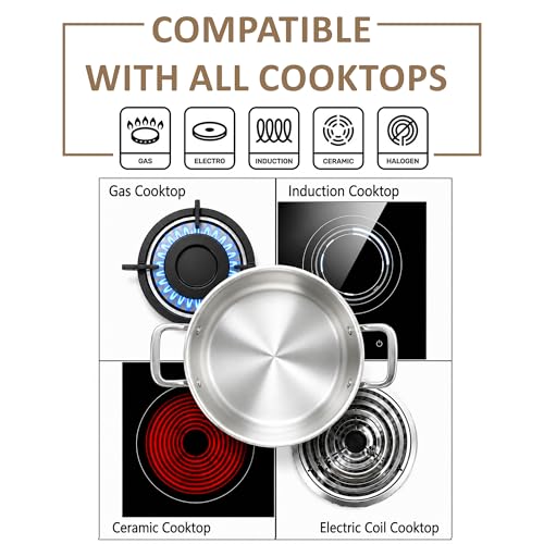 Image of SOLARA Triply Stainless Steel Deep Kadai with SS Lid, 24 cm | Heavy Bottom Tri Ply Cooking Pot for Boiling, Curry, Soup & Stew | Induction & Gas Compatible Stainless Steel Cookware