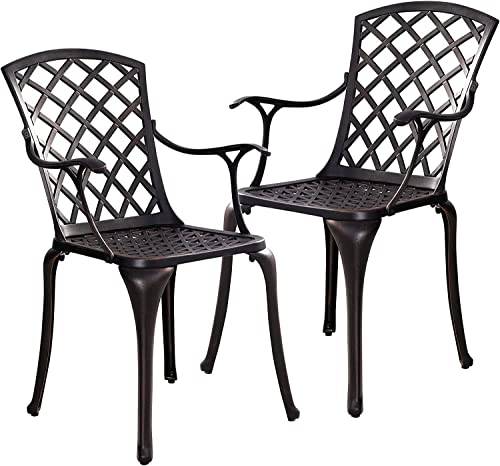 Withniture Patio Dining Chairs Set Of 2, All Weather Outdoor Bistro Chairs With Arms,Patio Bistro Chairs For Outdoorside,Balcony, Backyard, Garden, Bronze #TOP16