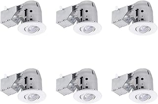 Commercial Electric 3 in. White LED IC Rated Swivel Round Trim Recessed Lighting Kit, LED Bulbs Included (6-Pack)