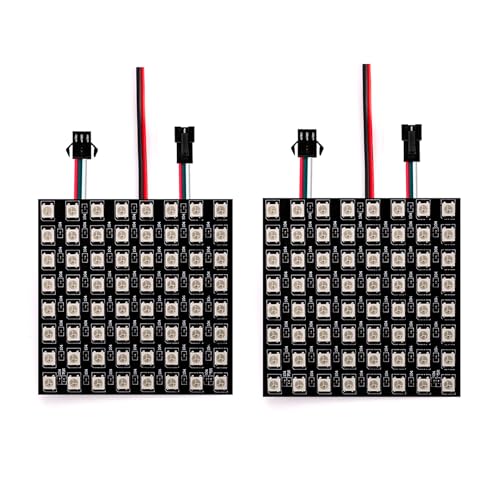 SVFISHKK WS2812B RGB LED Digital Individually Addressable Panel Light LED Module Matrix Screen DC5V Controllers Image Video Text Display (2pcs 8x8 Pixels)