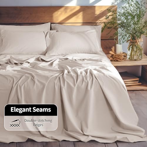 Image of LBRO2M 100% French Pure Linen Sheet Set 6Pcs, 16 inch Deep Pocket Full Size