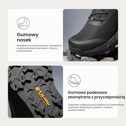 NORTIV 8 Męskie wodoodporne wojskowe taktyczne buty robocze skórzane motocyklowe bojowe lekkie antypoślizgowe buty turystyczne dla mężczyzn VaporGuard, Cały czarny, 13