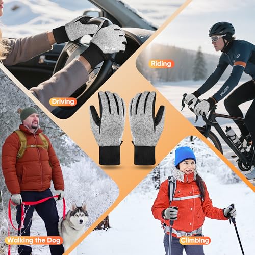 Image of ihuan Winter Waterproof Gloves Cold Weather - Snow Ski Windproof for Men Women, Warm Touchscreen Thermal for Running Cycling
