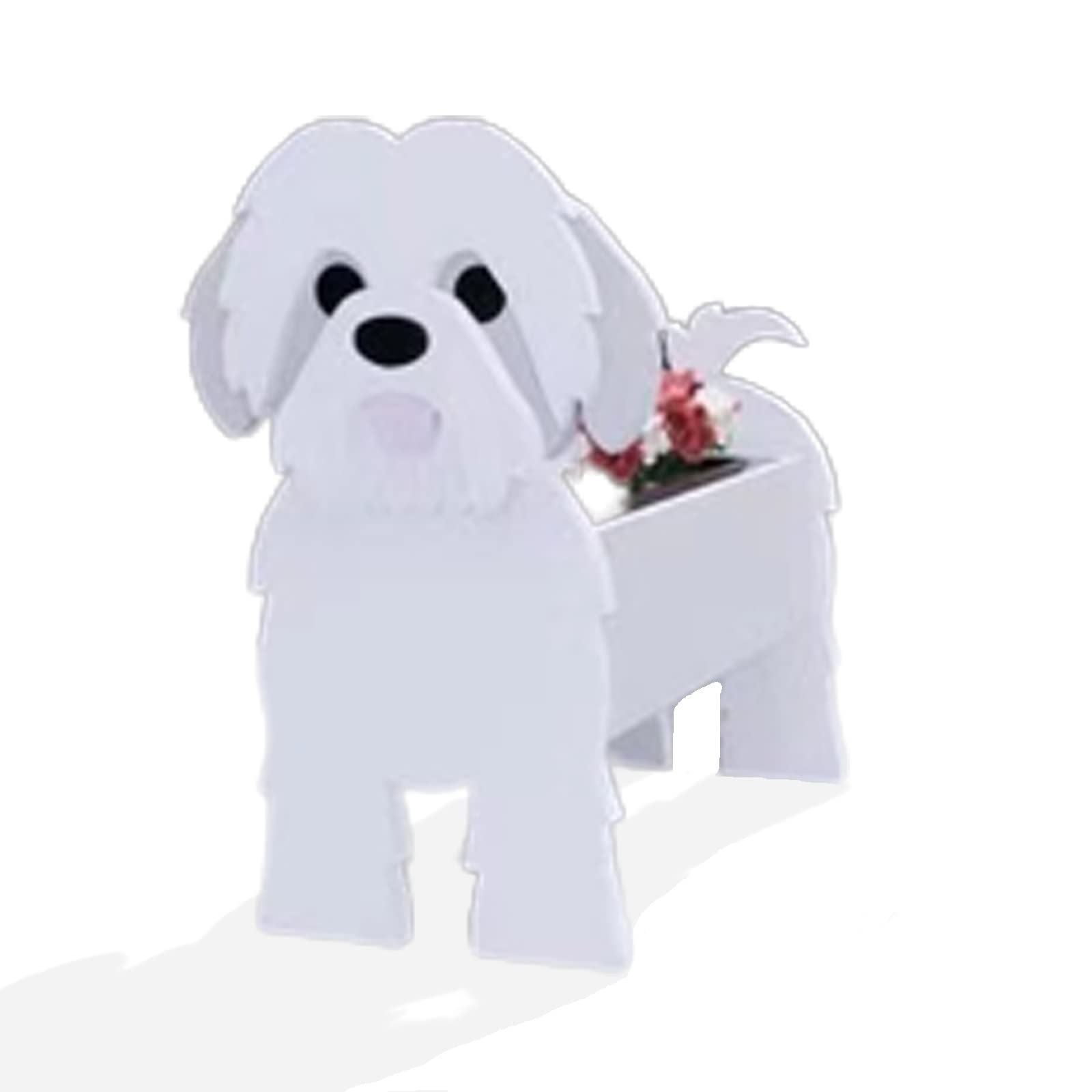 Cute PVC Herb Garden Dog Flower Planter, Indoor/Outdoor Dog Planters, 9.45*8.98*13.5in White — image 1