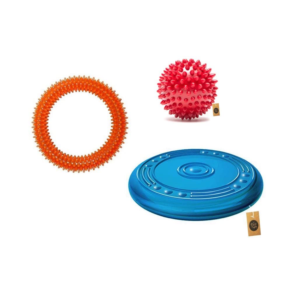 The Pets Company Rubber Dog Chew Toy Combo (Spike Ring Toy 6" + Rubber Frisbee Toy 9"+ Dog Spike Ball 3") | Playing & Chewing Toys for Medium & Small Breed Dogs (B0BMLBT599) Amazon Price History, Amazon Price Tracker