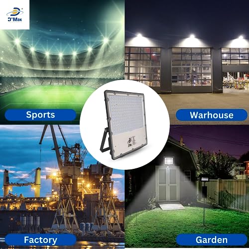 Image of D'Mak 200W Lens Led Flood Light - Ip65 Waterproof Led Lights with 120 Wide Beam-Led Lamp Lights for Yard,Showroom,Shop, Factory,Garden, Playground & Home(Cool White,6500k)- Pack of 5
