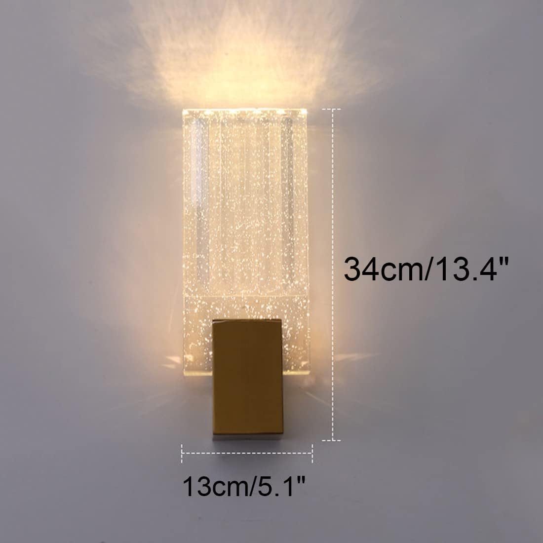 Modern Light Luxury Bubble Crystal Glass LED Modern Wall Lamp Gold Dimmable Bedside Lamp Wall Sconce Indoor Bathroom Vanity Lighting Fixtures with Folds Glass for Bedroom Hallway Hall Porch