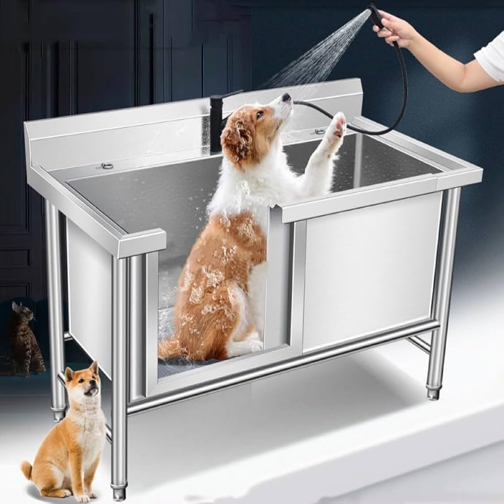 トリミング用 洗い場 Amazon | 大型犬用洗浄ステーション、グルーミング用ステンレス