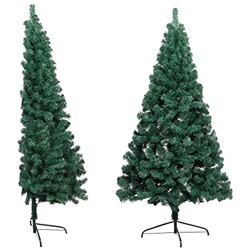 Susany Künstlicher Halber Weihnachtsbaum mit Ständer Christbaum Tannenbaum Dekobaum Kunstbaum Weihnachten Dekoration Weihnachtsdeko Grün 150cm PVC Cover