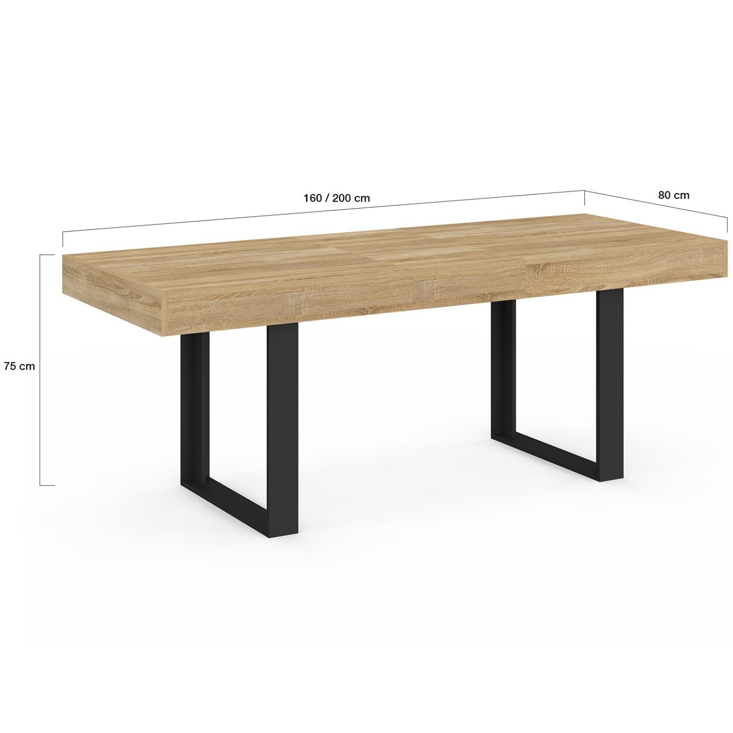 IDMarket - Table à Manger Extensible Rectangle Phoenix 4-8 Personnes Bois et Noir 160-200 cm