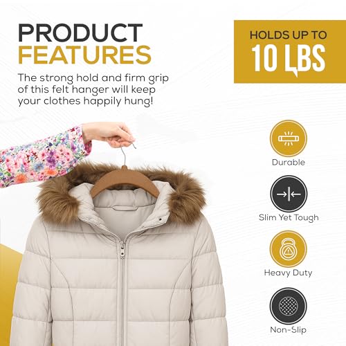 Image of Techzoo 50 Pack New Premium Quality Velvet Hangers Ultra Thin Non Slip Adult Felt Space Saving Hangers for Closet Heavy Duty Coat Pants Jackets Dress Hangers 360 Swivel Hook Hold Upto 10 lbs Bronze