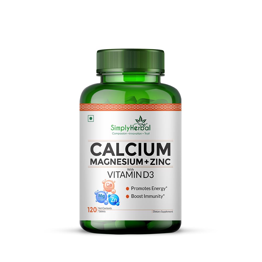 Simply Herbal Calcium Magnesium Zinc Vitamin D3 Supplement Tablet for Men & Women With Vitamin B12 Promote Bone Density & Muscle Growth Helps to Fight Bone Loss 120 Tablets (B07SW45HCY) Amazon Price History, Amazon Price Tracker