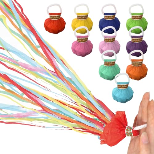 10 Pieces Colorful Hand Throw Streamers Party Poppers Streamers No Mess Confetti Crackers Poppers Party Streamers Paper Decor for Party New Years Birthday Wedding Graduation Celebrations (Style B) 10 Pieces Colorful Hand Throw Streamers Party Poppers Streamers No Mess Confetti Crackers Poppers Party Streamers Paper Decor for Party New Years Birthday Wedding Graduation Celebrations (Style B)