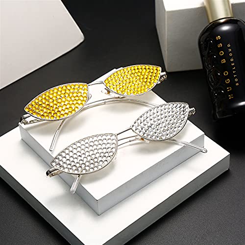 JIANCHEN Sunglasses Vintage Diamond Sunglasses Women Luxury Sun Glasses Cat Eye Shades Rhinestone Lens Ladies Crystal Eyeglasses (Color : 1)2