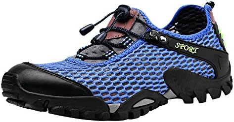 LOUECHY Men's Ponrea Mesh Hiking Shoes Breathable Water Shoes Trekking Sandals Outdoor Sneakers 8302-38 Blue