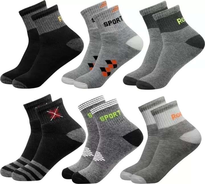 Men's Ankle Length Sports Socks, Cotton Blend, Multi-Color Pack of 6 Pairs-image-29