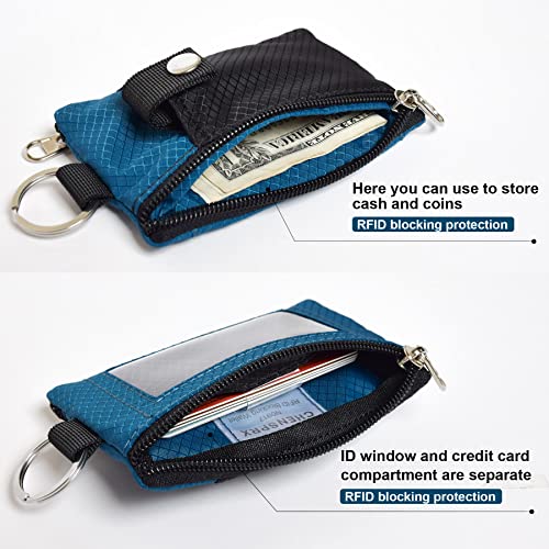 Image of CHENSPRX Minimalist RFID Blocking Small Wallet with ID Window,WaterResistant Zip Id Case Wallet with Lanyard Keychain for Cards,Cash,Travel,Women,Men