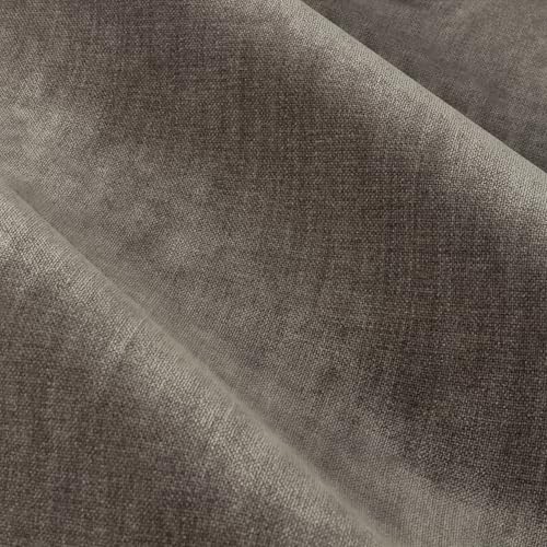 furn. Yard Heavy Chenille Pencil Pleat Curtain Pair – Lined Room Darkening Soft Velvet Curtains (Greige - Width 168 x Drop 229cm) - Image 4