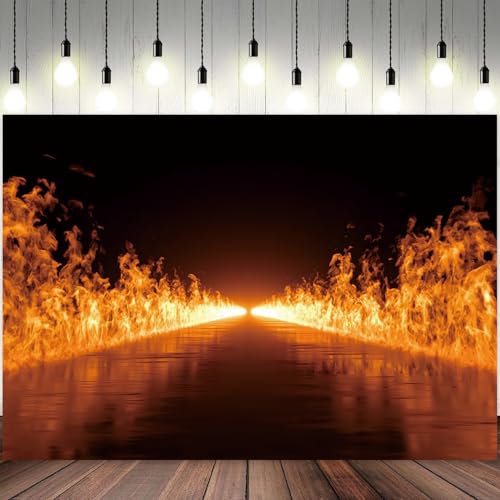 Fondo fotográfico 9x6ft vinilo con llama ardiente miniatura 2