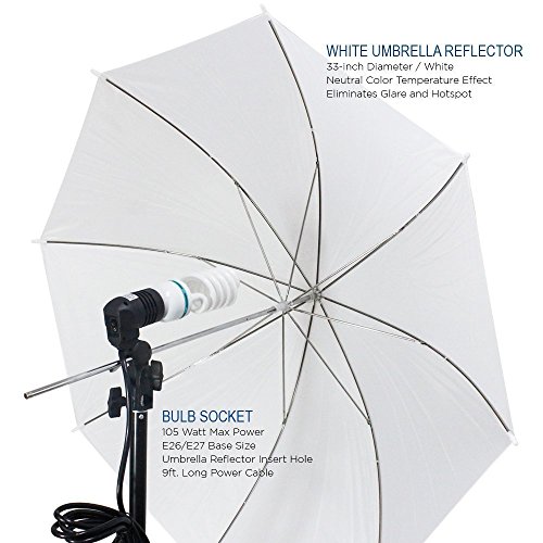 LimoStudio 800W Photography Photo Portrait Studio Umbrella Triple Continuous Lighting Kit - 2 x White Umbrella Lighitng, 1 x Table Top Mini Lighting Kit, AGG1210 - Thumbnail 6