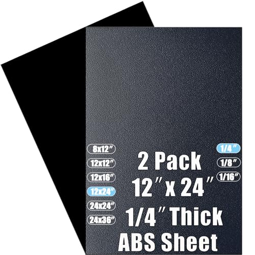 Image of ABS Plastic Sheet 1 /4 Inch Thick 12 inch x 24 inch (2-Pack),Two-Sided Heat Moldable Panel (Thermoplastic Textured Front & Smooth Back), Black Thermoform Board Great for DIY Projects, Decor, Handcrafts