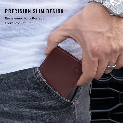 Image of Kings Loot Wallet for Men | Minimalist Slim RFID Blocking Leather Design with Cash Pocket & Card Pull Strap | Holds 1-12 Cards | Stylish & Durable Wallets (Berrywood)