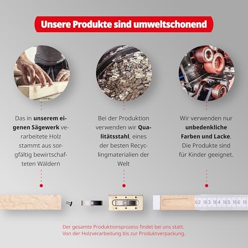 Metrie™ PERFEKT 10 Zollstock/Zollstöcke - Gliedermaßstab | Maßstab - 2m - Weiß - Duplex Teilung, Hergestellt in der EU - 10 stück