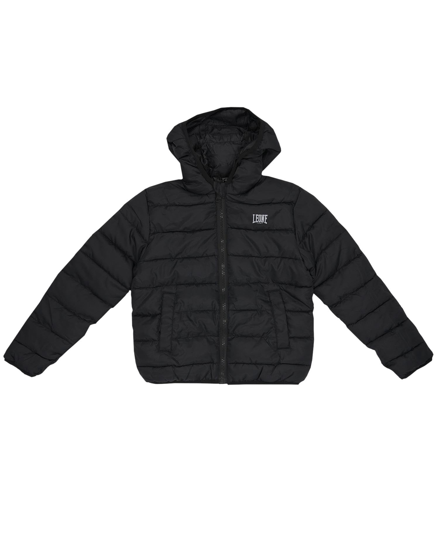 LEONE 1947 Piumino da bambino in nylon con cappuccio e zip Neon