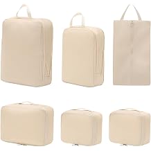 Packing Cubes Compression 6-Piece Compression Packing Cubes Suitcase Organiser Set Waterproof Packing Cubes Compression Anti-Wrinkle and Wear-Resistant Lightweight for Suitcase Backpack