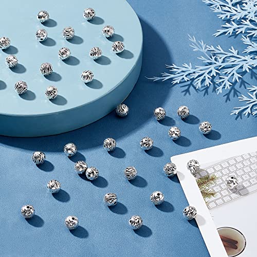 Image of PandaHall Elite - 60 x 8 mm Tibetan Antique Spacer Beads Round Spacer Beads Alloy Beads for Jewellery Making Necklace Bracelet Silver