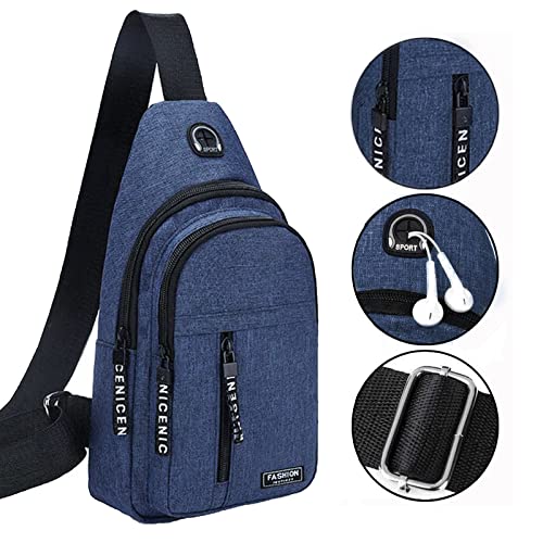 Strap Bag Crossbody Bags, Strap Backpack Crossbody Chest Bag with USB Hole for Men Women 20254