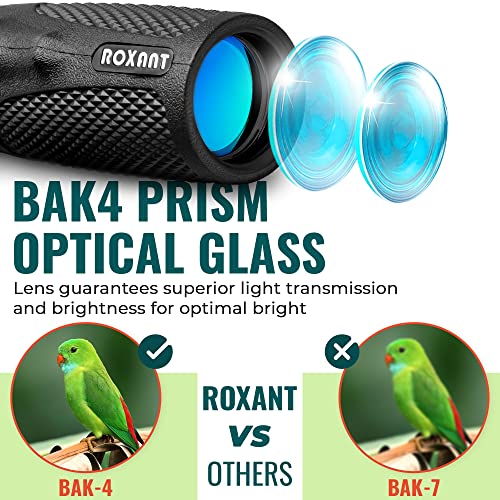 Roxant Viper Monocular Telescope - 10X25 High Definition Weatherproof Pocket Telescope With Hand Grip & Bak4 Prism - With Compact Monocular, Case, Wrist Strap, Etc. Monoculars For Adults High Powered #TOP4