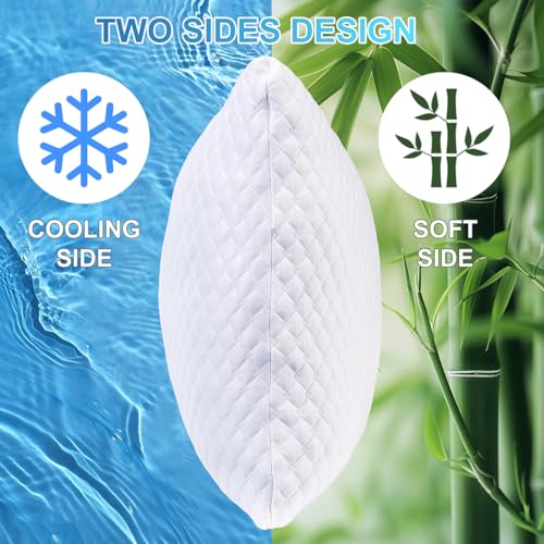 NTCOCO Shredded Memory Foam Bed Pillows for Sleeping Standard Size Set of 2,Cooling Pillows, with Washable Removable Hypoallergenic Sleep Pillow for Back and Side Sleepe - image 3