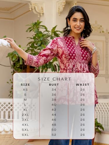 Image of Arayna Women's Pure Cotton Paisley Printed Tunic Top - Comfortable Everyday Wear