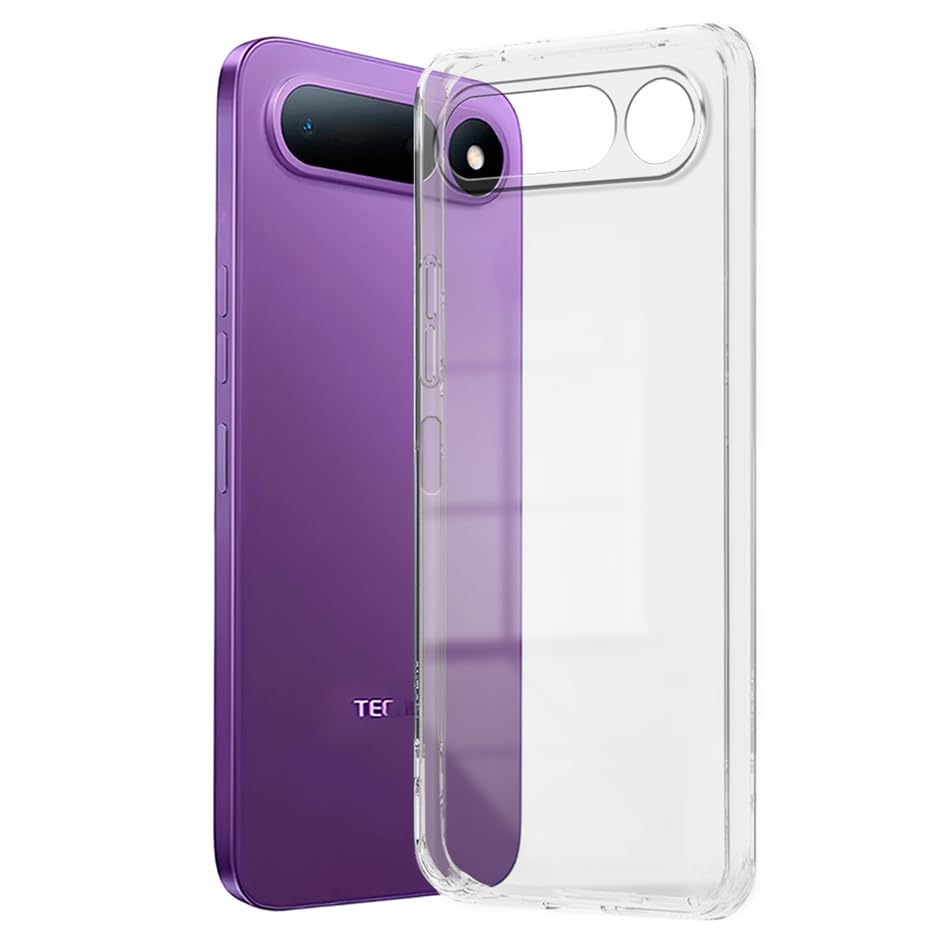 Image of Fashionury Crystal Clear Case for Tecno Spark 50 5G | Yellowing Resistance | Transparent TPU Silicone | Raised Camera Lips | Slim Transparent Cover