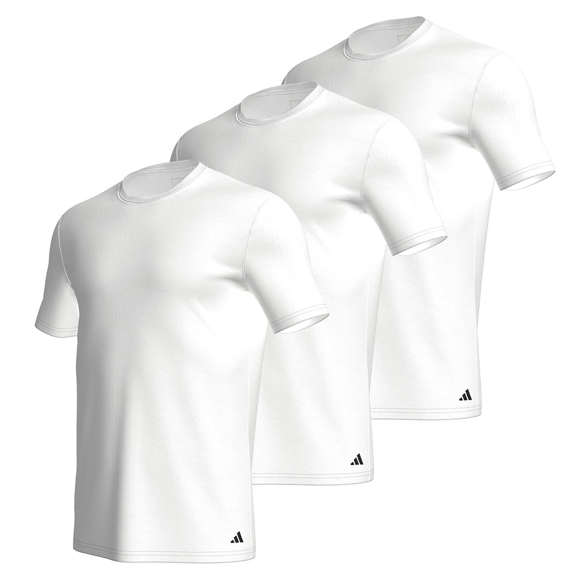 adidas Men's Herren Unterwäsche Crew Neck Shirt (3pk) -Active Core Cotton Undershirt, White_4am011, L