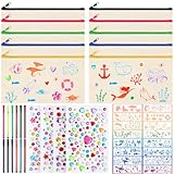 Vyuwast Mäppchen zum Bemalen, 10 Stück DIY Stoff Federmäppchen Blanko, Taschen Bemalen Kinder mit 12 Farbigen Stiften, 16 Malen Schimmel und 4 Aufklebern für Make up Taschen, Aufbewahrung Schreibwaren