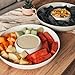 Mora Ceramic Chips and Dip Serving Tray: Large Divided Party Bowl Set for Chips & Salsa, Veggies & Dip, Fruit, Snacks, Entertaining, Hosting, etc. Minimalist Design for the Modern Hostess - White