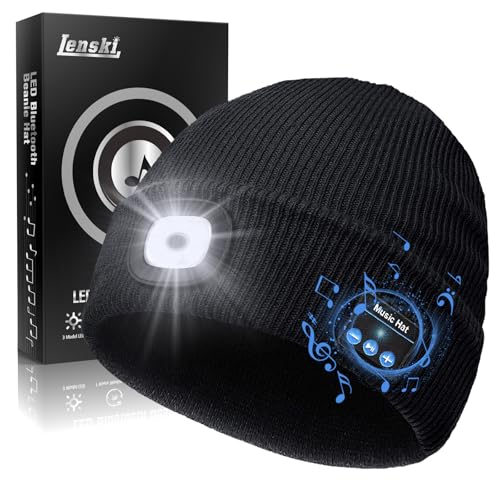 Lenski Presentes Originais, Presentes Originais para Homem, Presentes de Natal Originais para Homem, Gorro com Bluetooth com Luzes LED, Presente de Aniversário para Homem, Gadgets Tecnológicos