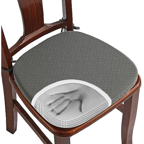 BUYUE Luxury 100% Pure Memory Foam Chair Cushion 1 Pack, Jacquard 16" U-Shape Comfortable Dining Chair Pad, Removable Slip Resistant Kitchen Chair Seat Cushion, (1 Piece, Grey) Cover