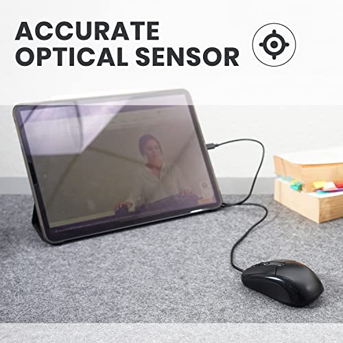 Perixx Perimice-209C Usb Type C Wired Optical Mouse - 5.9 Ft Cable - 1000 Dpi - Black, (11994) #TOP5