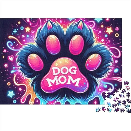 Puzzle de 1000 piezas para adultos con diseño de huella de perro y fondo colorido alegre