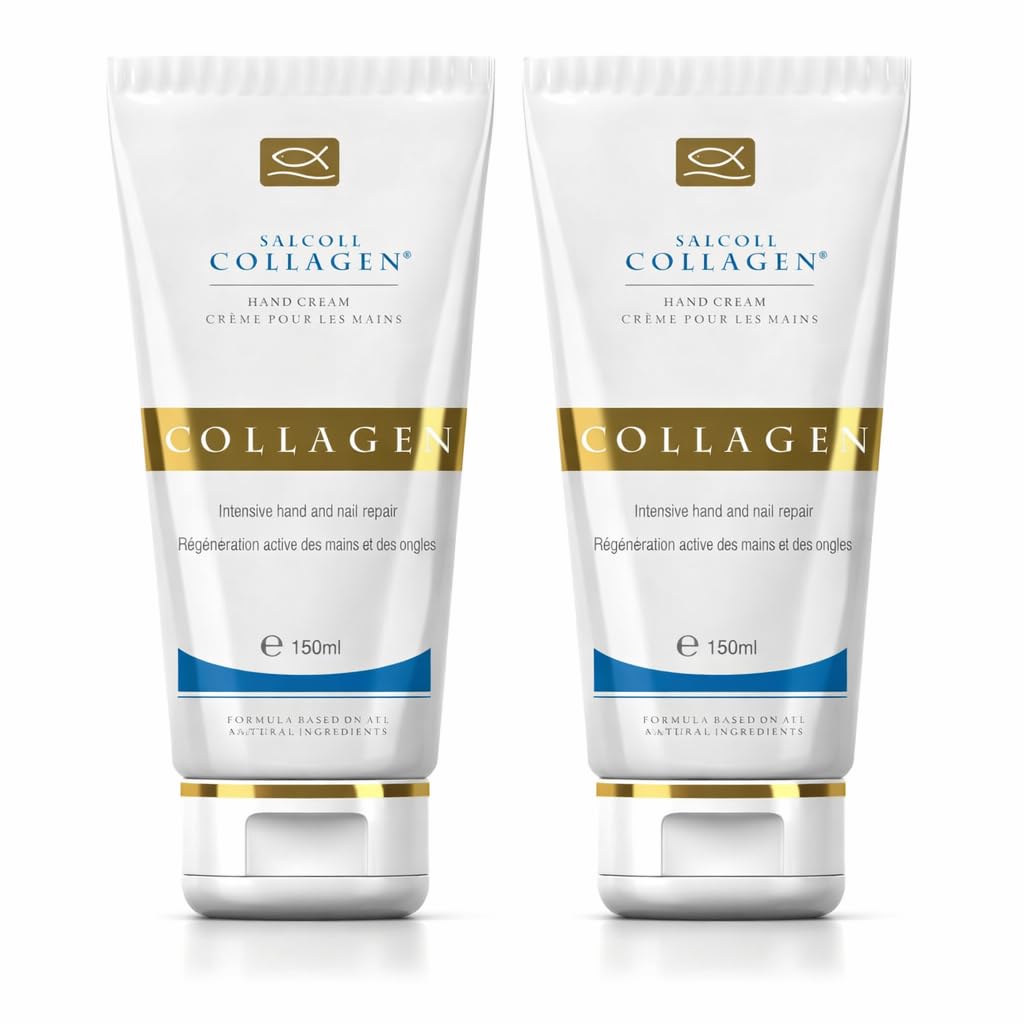 Salcoll Pure Bioactive Anti-Aging Collagen Repair Hand Cream - Hypoallergenic Moisturizing Lotion, Dry Skin Relief, All Skin Types, 150 ml (pack of 2)