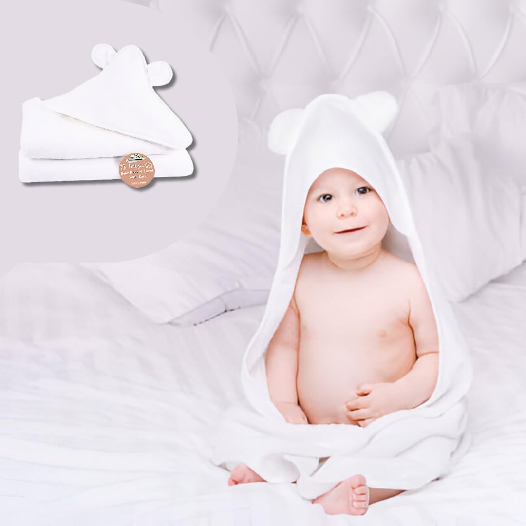 JMS Bridge Pack of 2 Hooded Baby Towels – Ultra Soft 100% Cotton Baby Bath Towels – Super Absorbent 75x75cm Towels for Newborns & Toddlers