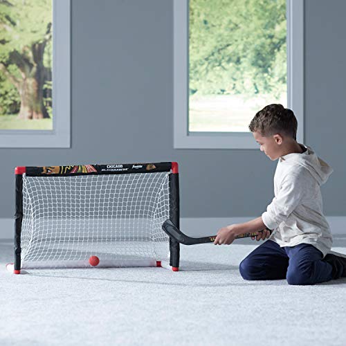 Franklin Sports Chicago Blackhawks Mini Hockey Set - Knee Hockey Goal, Ball, & 2 Hockey Stick Combo Set - Mini Goal Net - Nhl Official Hockey Set #TOP4