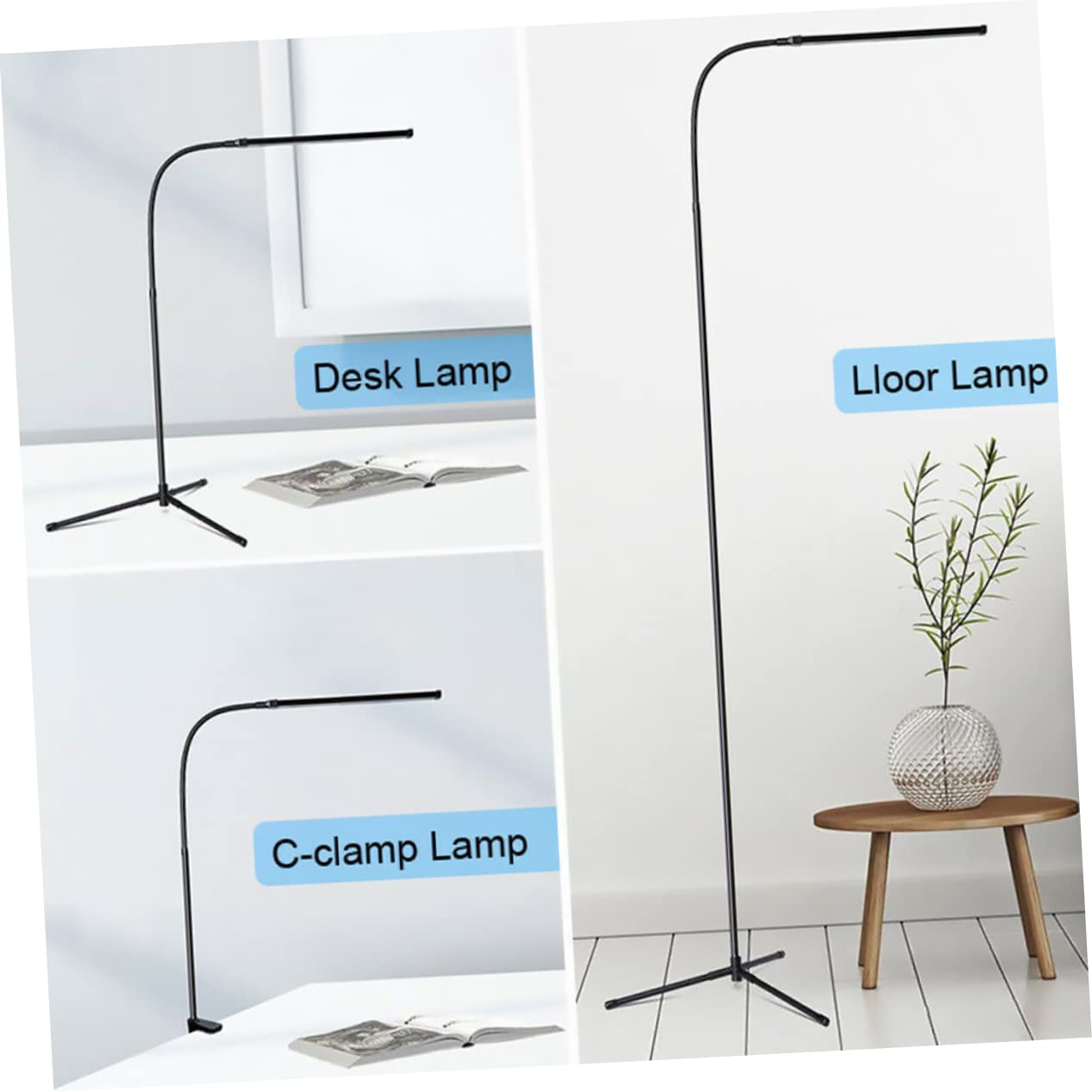 SEWACC Lámpara de Mesa LED Regulable con Clip, Protección Ocular y Alimentación USB, Flexible para Lectura Cama y Escritorio, Negro