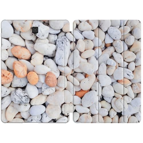 Cavka Case Compatible for Samsung Galaxy Tab S8 2022 S7 S6 Lite 2020 S5e S4 A8 A7 10.4 A 10.5 10.1 S3 9.7 S2 8.0 Rocks White Closure Design Slim Stand Pebbles Top Beach Greece Print Stones Magnetic