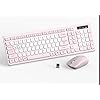 Combo de teclado y mouse inalámbricos, teclado inalámbrico de tamaño completo y mouse DPI ajustable, receptor USB de 2.4 GHz, teclado y mouse para PC, Windows, escritorio, laptop (rosa y blanco-B)